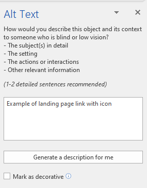 Editing alt text in Microsoft Word