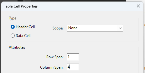 Acrobat table editor editing cell properties